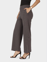 Women's Gray Solid Sports High Rise Pant