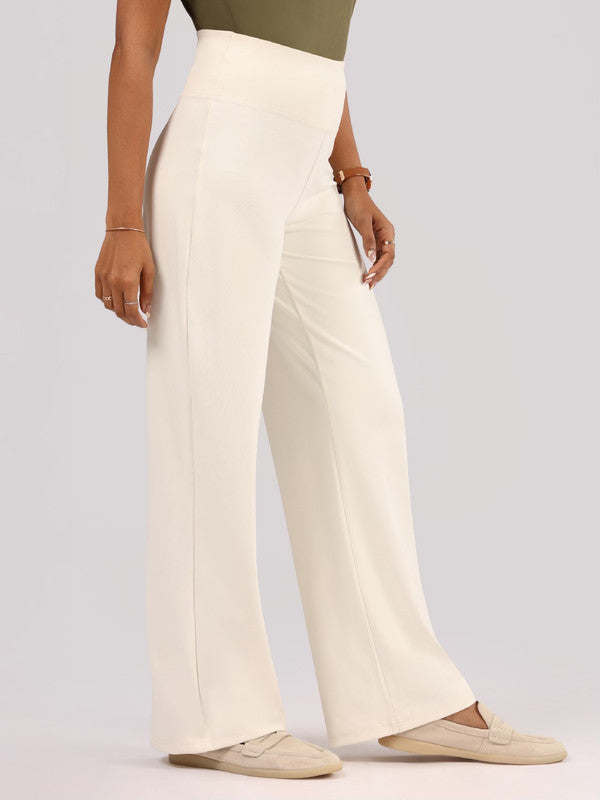 Women's White Sports Solid Pant