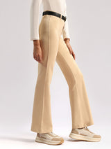 Women's Beige Solid Sports High Rise Pant