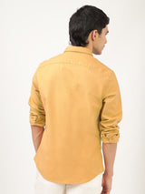 Men's Gold Casual Regular Fit Solid Full Sleeves Shirt