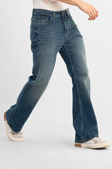 Men's Blue Casual Bootcut Fit Solid Jeans