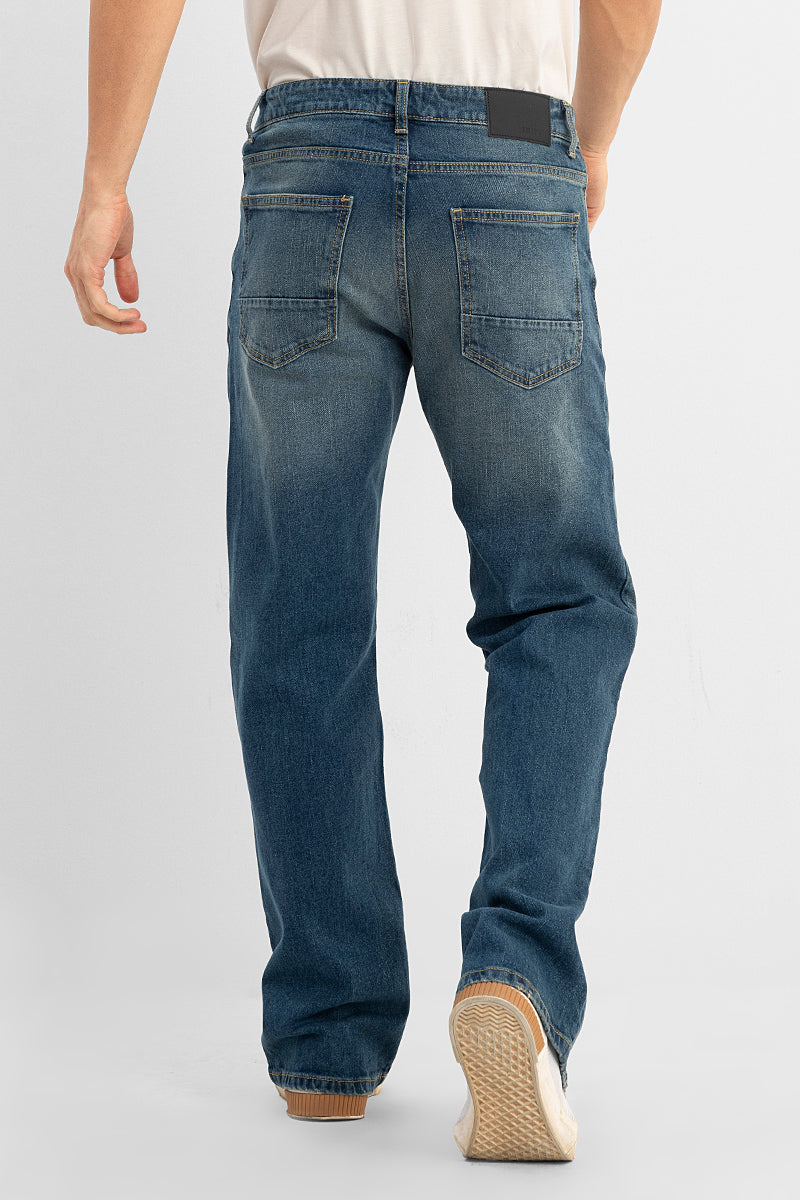 Men's Blue Casual Bootcut Fit Solid Jeans