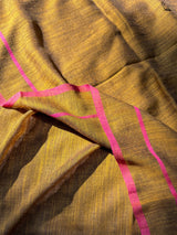 Women's Yellow Cotton Slub Saree