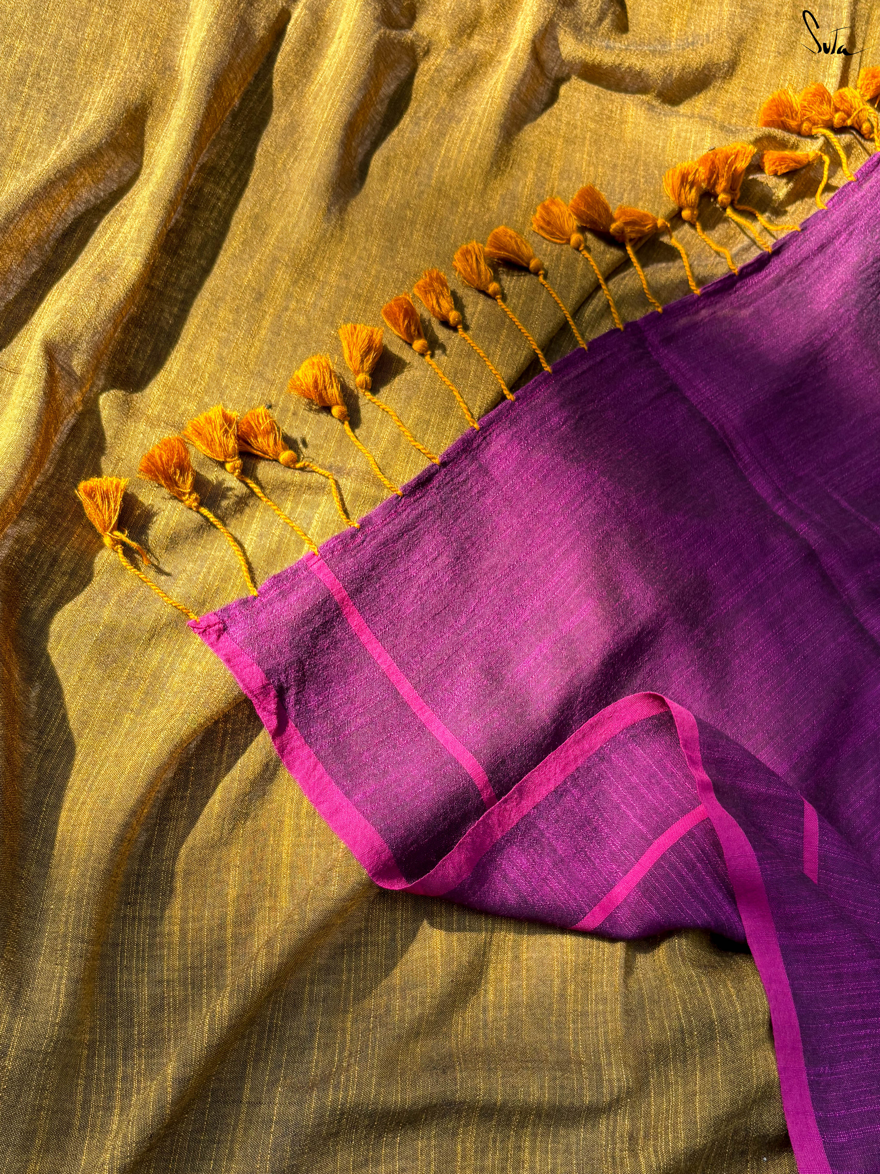 Women's Yellow Cotton Slub Saree
