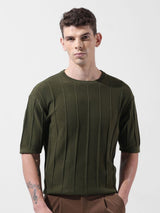 Men's Green Casual Solid Half Sleeves Tshirt