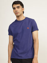 Men's Purple Casual Regular Fit Solid Half Sleeves Tshirt