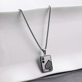 Men's Silver and Black Stylish Ace Chain
