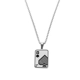Men's Silver and Black Stylish Ace Chain