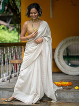Women's White Pure Cotton Saree