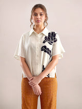 Women's White Casual Regular Fit Printed Half Sleeves Shirt