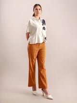 Women's White Casual Regular Fit Printed Half Sleeves Shirt