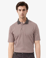 Men's Pink Casual Regular Fit Printed Half Sleeves Polo Tshirt