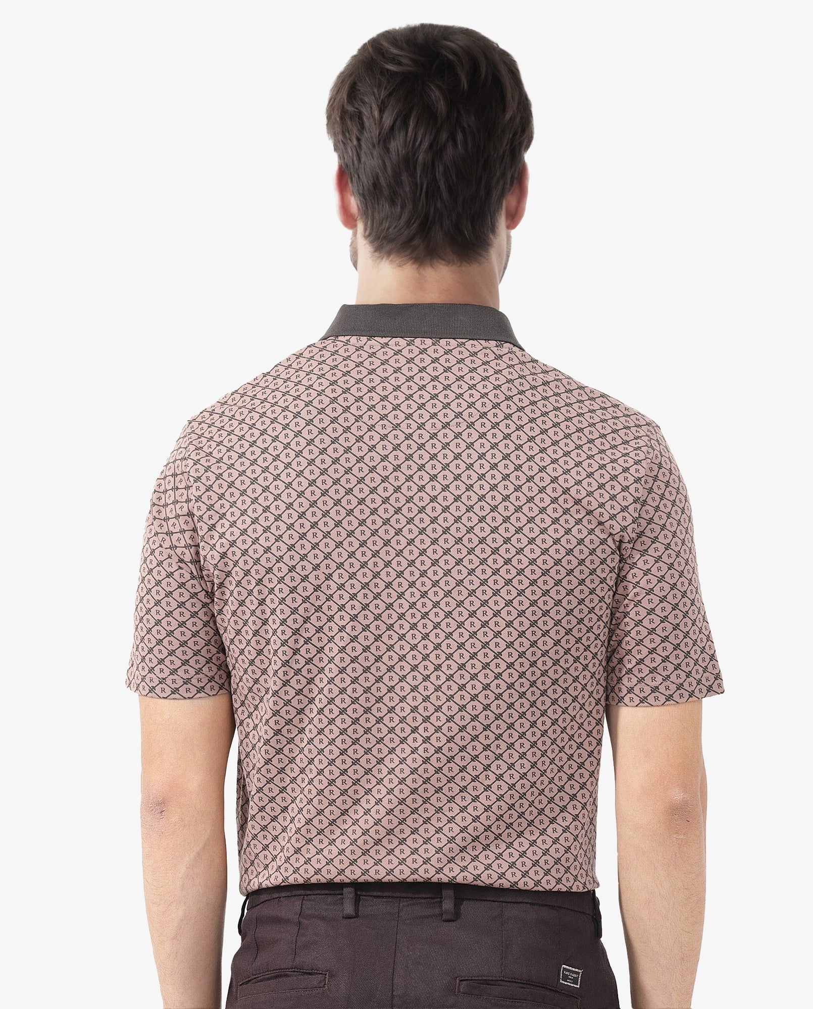 Men's Pink Casual Regular Fit Printed Half Sleeves Polo Tshirt