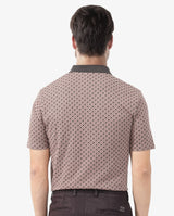 Men's Pink Casual Regular Fit Printed Half Sleeves Polo Tshirt