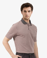 Men's Pink Casual Regular Fit Printed Half Sleeves Polo Tshirt