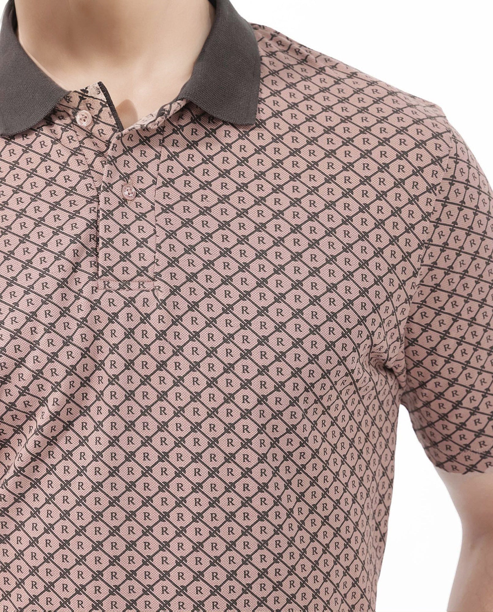 Men's Pink Casual Regular Fit Printed Half Sleeves Polo Tshirt
