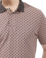 Men's Pink Casual Regular Fit Printed Half Sleeves Polo Tshirt