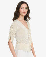 Women's Beige Casual Three Quarter Sleeves Top