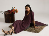 Women's Purple Cotton Linen Purple Kurta Pant Set