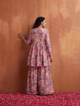 Women's Orange Printed Sharara Set