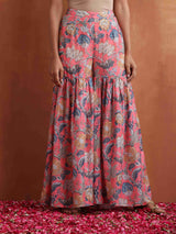 Women's Orange Printed Sharara Set