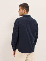Men's Blue Casual Regular Fit Solid Full Sleeves Shirt