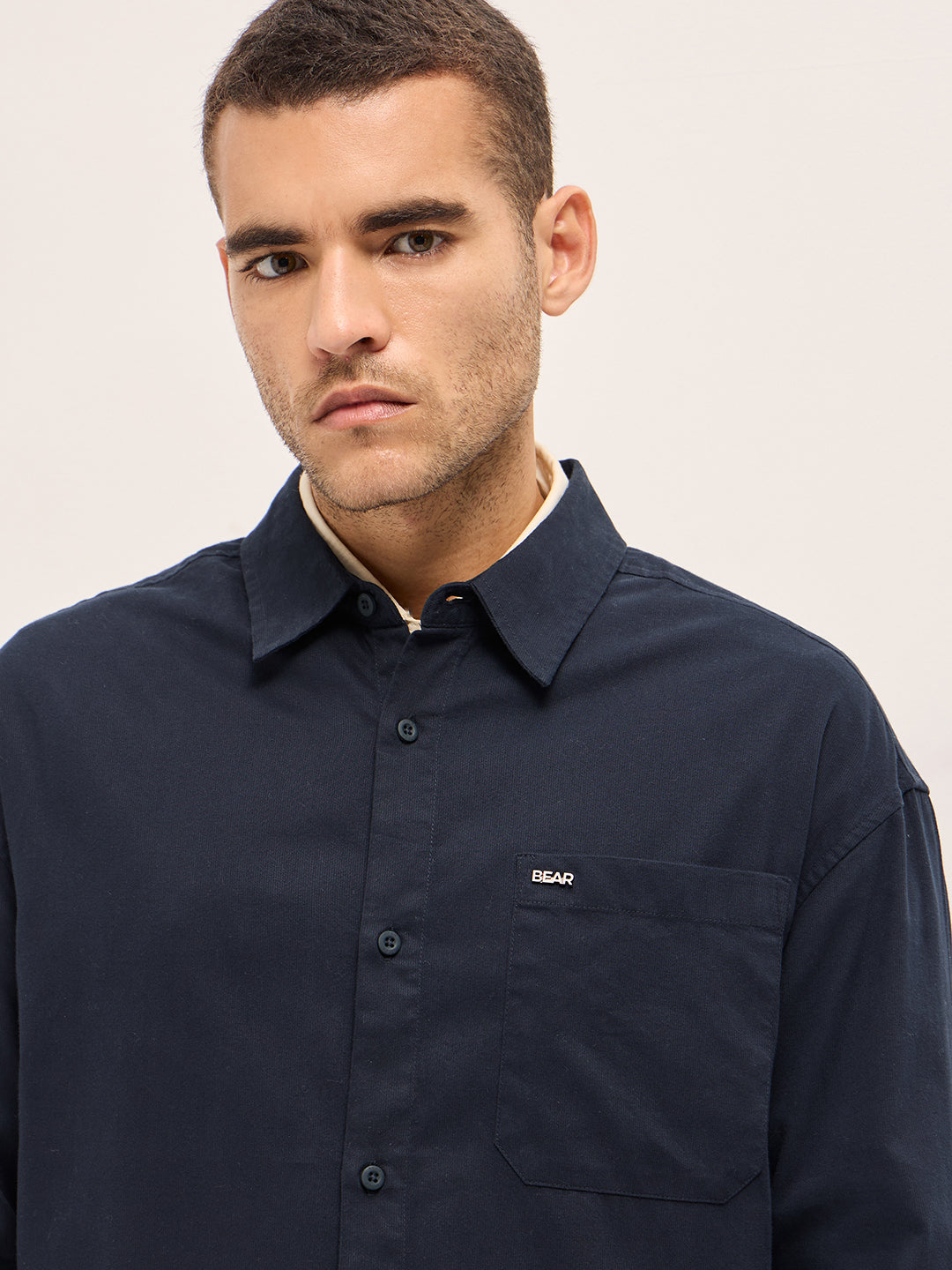 Men's Blue Casual Regular Fit Solid Full Sleeves Shirt