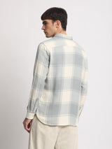 Men's Green Casual Slim Fit Checked Full Sleeves Shirt