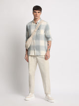 Men's Green Casual Slim Fit Checked Full Sleeves Shirt