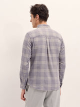 Men's Purple Casual Slim Fit Checked Full Sleeves Shirt