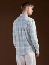 Men's Green Casual Slim Fit Checked Full Sleeves Shirt