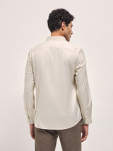 Men's Beige Formal Solid Regular Fit Full Sleeves Shirt