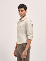 Men's Beige Formal Solid Regular Fit Full Sleeves Shirt