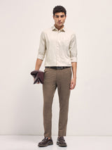 Men's Beige Formal Solid Regular Fit Full Sleeves Shirt