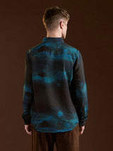 Men's Blue Casual Slim Fit Printed Full Sleeves Shirt