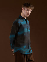 Men's Blue Casual Slim Fit Printed Full Sleeves Shirt