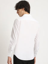 Men's White Casual Slim Fit Solid Full Sleeves Shirt
