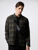 Men's Olive Casual Checked Slim Fit Full Sleeves Shirt