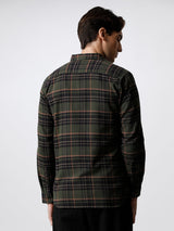 Men's Olive Casual Checked Slim Fit Full Sleeves Shirt
