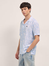 Men's Blue Casual Printed Regular Fit Half Sleeves Shirt