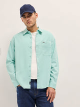 Men's Blue Casual Regular Fit Solid Full Sleeves Shirt