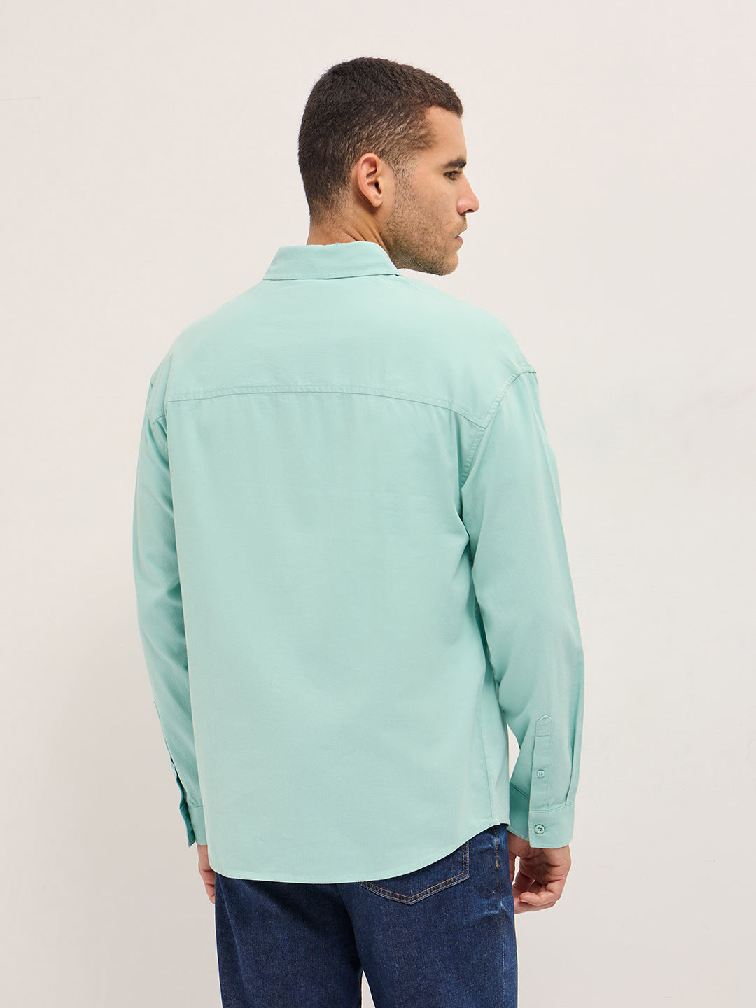 Men's Blue Casual Regular Fit Solid Full Sleeves Shirt