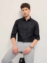 Men's Black Formal Solid Regular Fit Full Sleeves Shirt