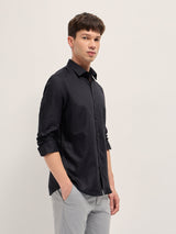 Men's Black Formal Solid Regular Fit Full Sleeves Shirt
