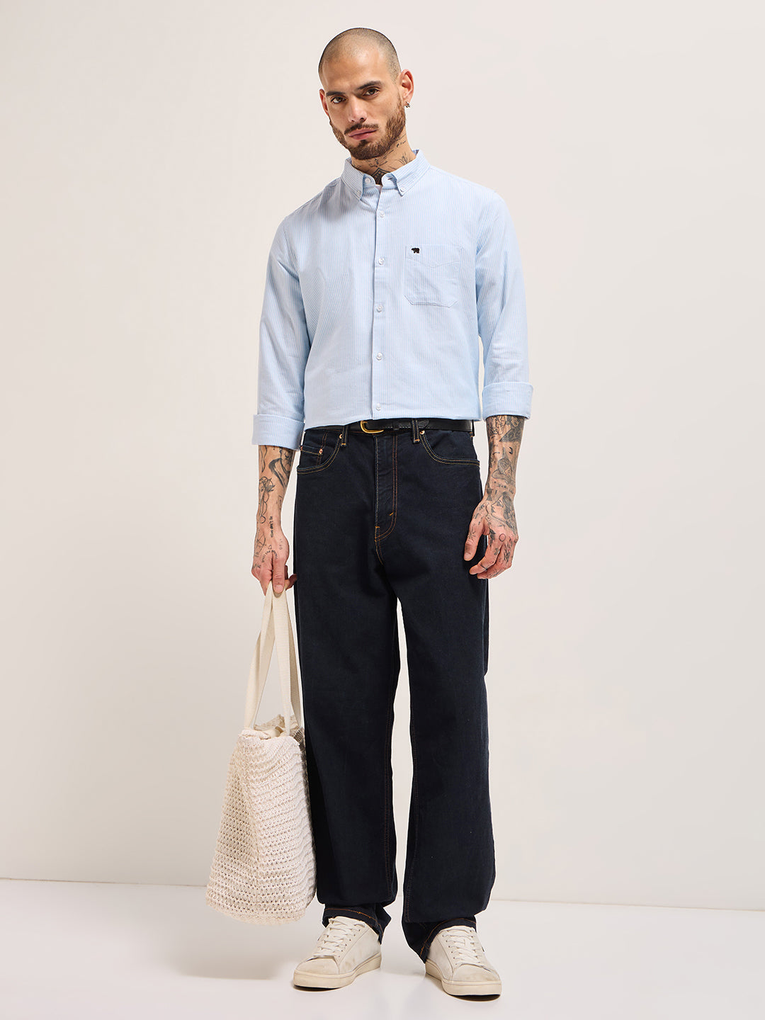 Men's Casual Slim Fit Striped Full Sleeves Shirt