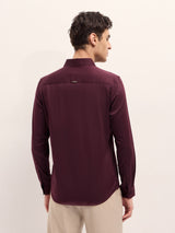 Men's Maroon Casual Slim Fit Solid Full Sleeves Shirt