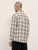 Men's Beige Casual Regular Fit Checked Full Sleeves Shirt