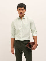 Men's Green Formal Striped Regular Fit Full Sleeves Shirt