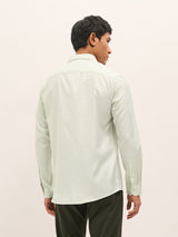 Men's Green Formal Striped Regular Fit Full Sleeves Shirt
