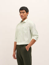Men's Green Formal Striped Regular Fit Full Sleeves Shirt